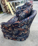 Chanel Inspired Dark Blue Navy Upholstered Wheat Swiveling Chairs