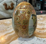 Small Asian Ceramic Detailed Decorative Egg With Gold Accents