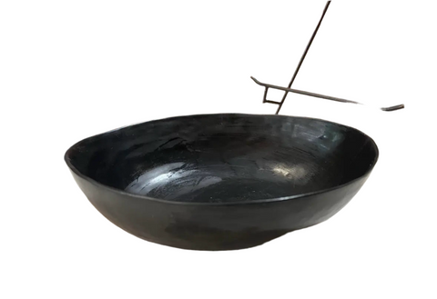 Biomorphic Hand Fired Black Pottery Bowl
