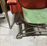 Antique Green Metal Vanity With Matching Seat