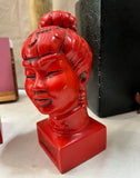 Pair of Red Asian Busts