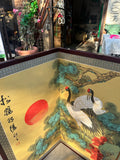 Lightweight Asian Gold Silk Screen With Painted Birds