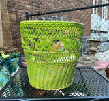 Boho Vintage Lime Green Wicker Basket