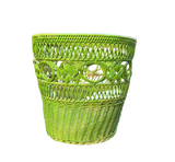 Boho Vintage Lime Green Wicker Basket