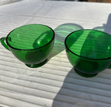 Emerald Green Glass Pair of Mugs for Punch or Coffee
