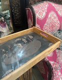 Vintage Needlepoint Golf Wooden Tray