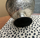 Large Silver Decorative Pedestal Bowl With Heart Details