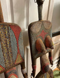 Pair of African Hand Carved and Beaded Sculptural Statues