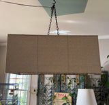 Mid 20th Century Rectangular Minimalist Linen Chandelier With Double Bulb