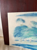 Color Pencil Seascape Drawing of Beach and Palm Trees