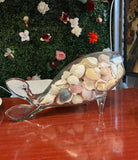 Blenko Style Hand Blown Glass Fish Bowl With Shells