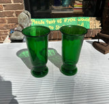Pair of Green Glass Tall Vases
