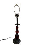 Modern Amber Colored Glass Black Metal Table Lamp