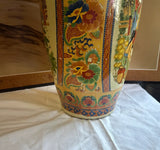 Large Vintage Asian Style Hand Painted Satsuma Orange Vase
