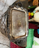 Large Detailed Vintage Silver Tray With Handles