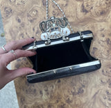 Small Fancy Black Purse With Diamond Clasp