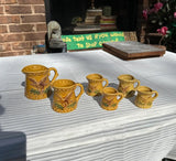 Collection of Yellow Ceramic Measuring Cups With Eagle Accents- Set of 6