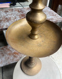 1970s Large Brass Detailed Candleholder