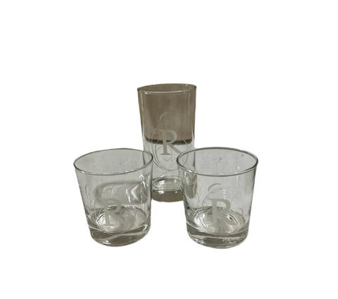 Trio of "R" Monogrammed Glasses