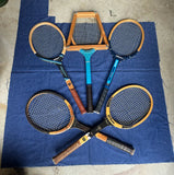 Collection of Vintage Wilson Tennis Rackets With Blue Accents