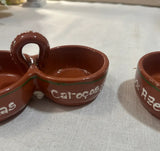 Pair of Ceramic Brown Olive Spanish Serving Bowls