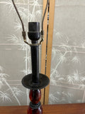 Modern Amber Colored Glass Black Metal Table Lamp