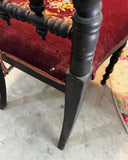 Vintage Needlepoint Chair With Wooden Hand Carved Accents
