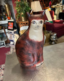 Vintage Ceramic Painted Cat Sculpture, Signed