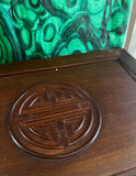 Vintage Asian Style Wooden Green Velvet Lined Jewelry Box With Latch