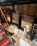Collection of Wooden Greek Key Dining Chairs, Needs Reupholstery- Set of 5
