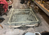 French Metal Scrolling White Coffee Table With Glass Top
