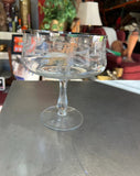 Dorothy Draper Chrome Rim Etched Champagne Glass