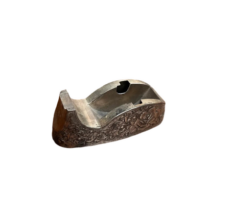 Small Silver Etched Tape Dispenser With Floral Details
