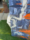 Blue and Orange Abstract Canvas Painting