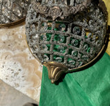 Vintage Gold Metal and Crystal Small Basket Style Wall Sconces