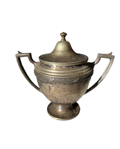 Small Silver Trophy Style Catchall With Matching Lid