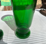 Pair of Green Glass Tall Vases