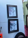 Pair of Small Black Frames With Vintage Farmer Print