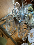 Collection of Glass Greek Key Pedestal Bowls- Set of 6
