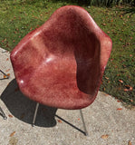 Pair of MCM Eames Style Maroon Fiberglass Chairs