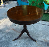 1970s Mid Century Modern Wooden Round Side Table With Brass Claw Feet