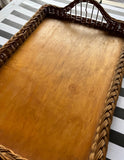 Vintage Wooden and Wicker Tray