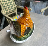 Majolica Style Hen Tureen With Ladle