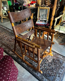 Wooden and Leather Handmade Rocking Chair With Costa Rica Birds Design