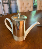 White Ceramic Creamer Cup With Silverplate Cover