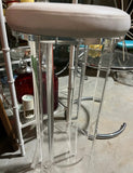 Vintage Lucite Tall Stool With White Cushion