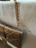 Gold Flat Mellow World Crossbody Purse With Buckle