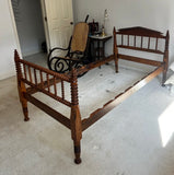 Antique American Walnut Jenny Lind Style Federal Spool Twin Size Bedframe