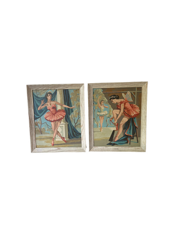 Vintage Paint by Number Ballerinas Frames- Set of 2