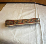 Vintage Asian Wooden Sliding Box With Equestrian Accents